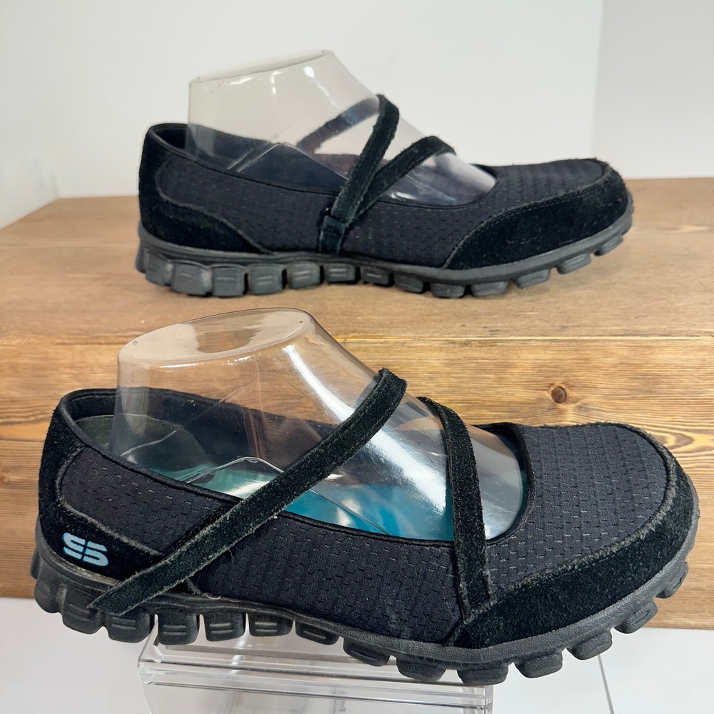 Skechers EZ Flex 2 Mary Jane Flats Womens 8 Black Sneakerina Comfort Balletcore